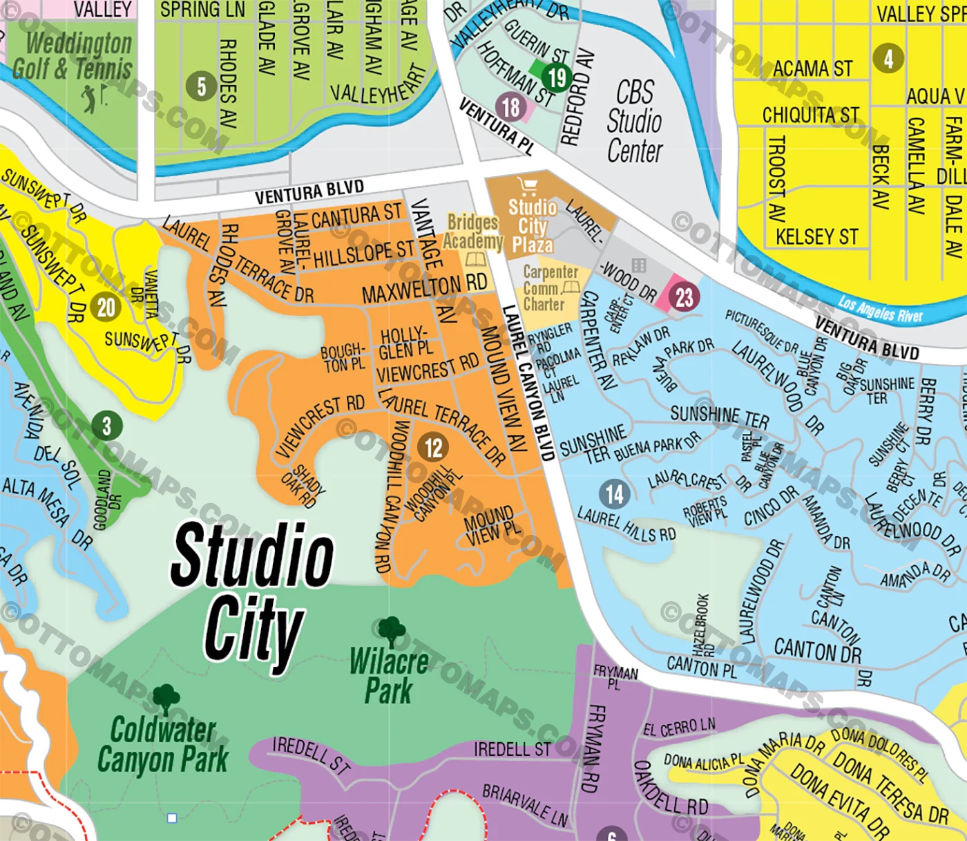 Studio City Map Los Angeles County CA FILES PDF And AI Editable Otto Maps