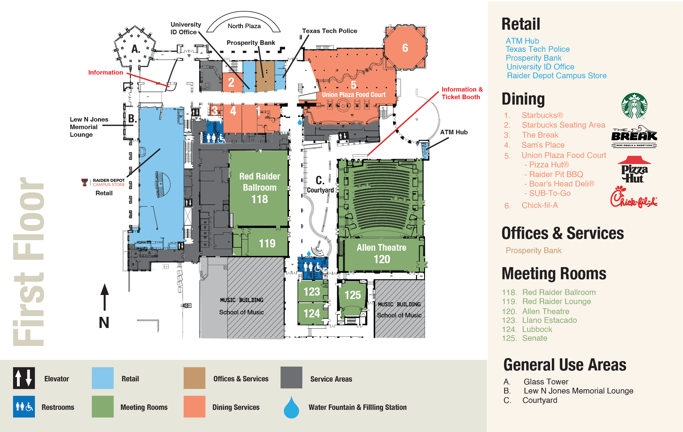 SUB Map Student Union Activities TTU
