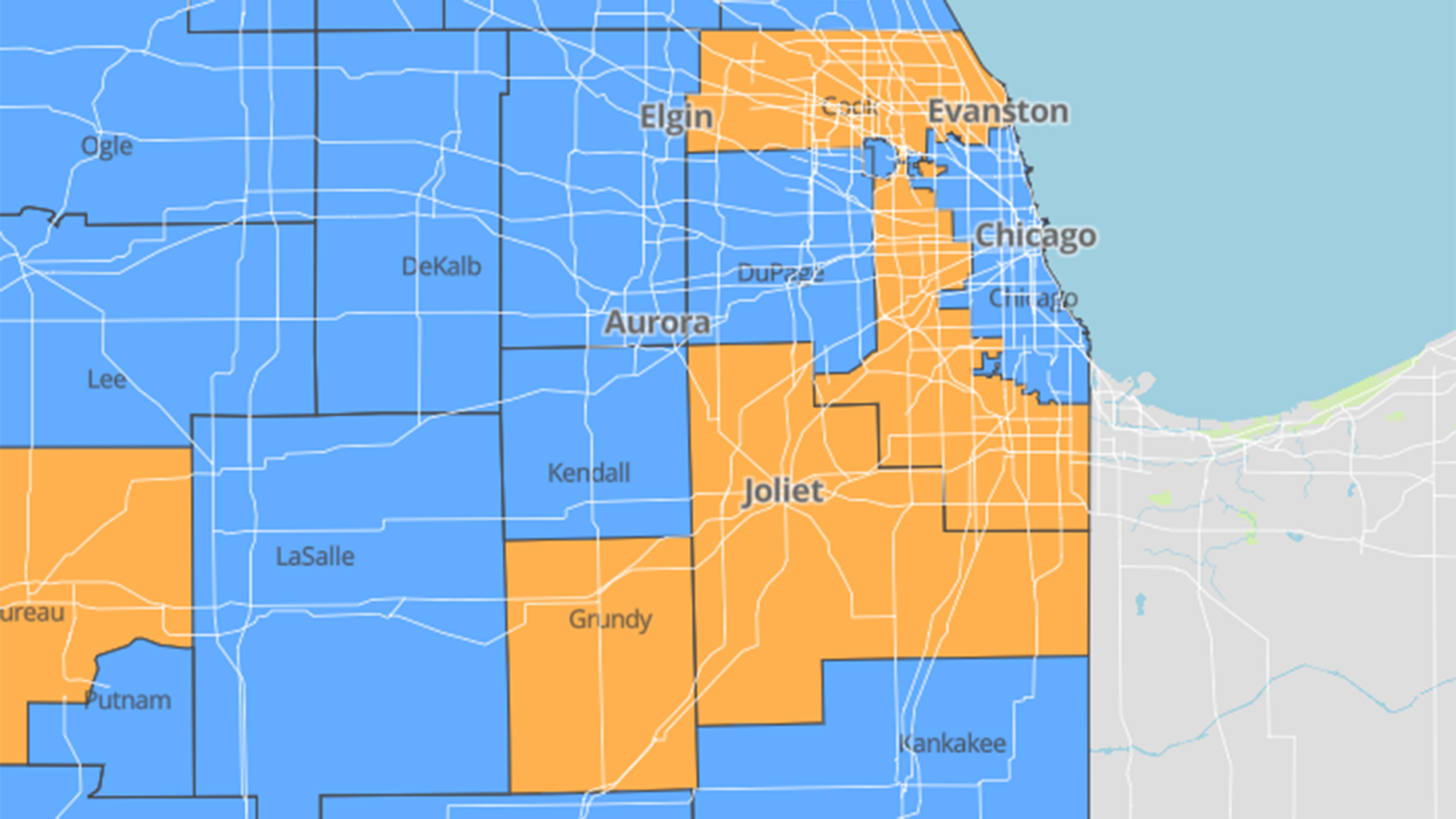 chicago illinois county map