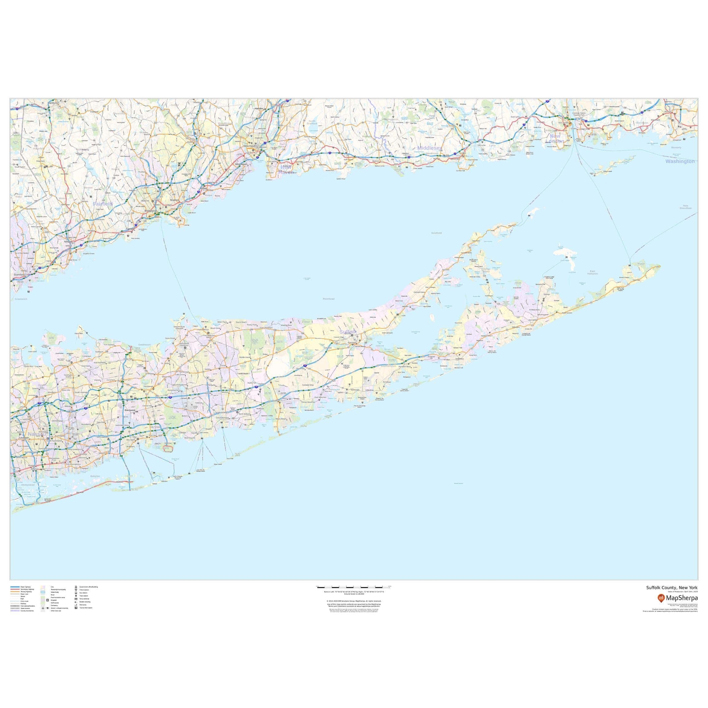 Suffolk County New York By Map Sherpa The Map Shop