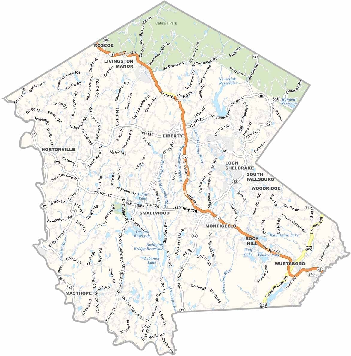 Sullivan County Map New York US County Maps