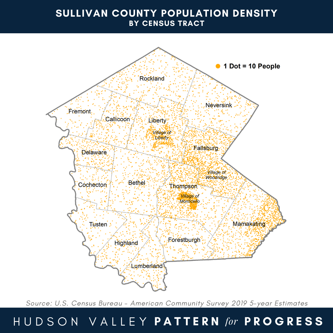 Sullivan County Population Density By Census Tract Hudson Valley Pattern For Progress
