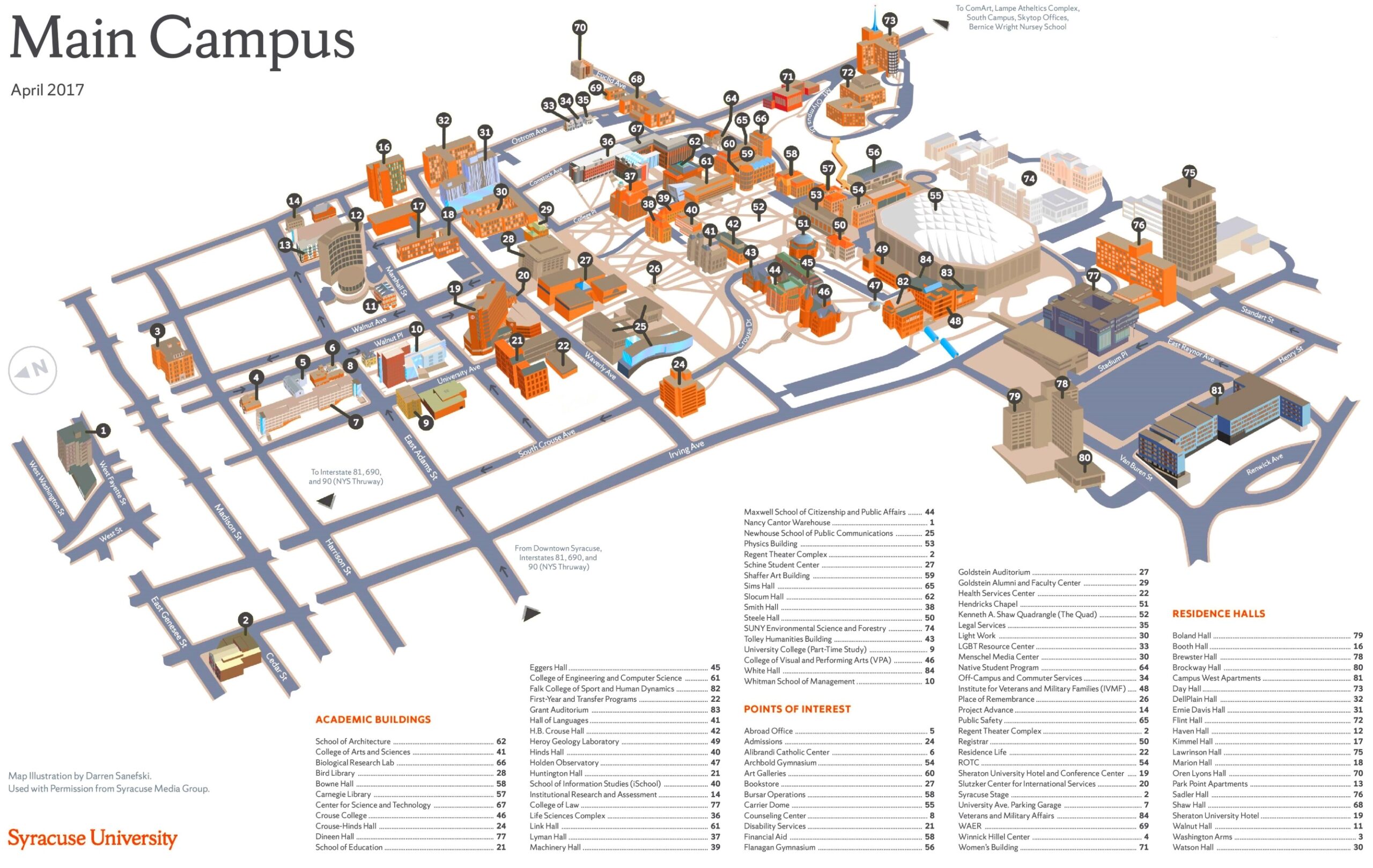 Syracuse Main Campus Map Ontheworldmap Syracuse Main Campus Map Ontheworldmap