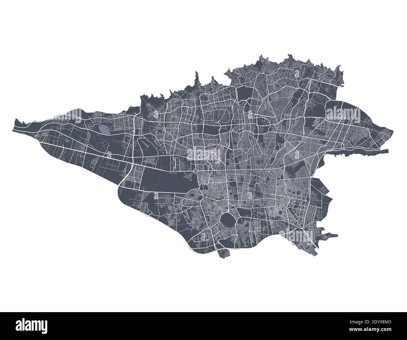 Tehran Map Detailed Vector Map Of Tehran City Administrative Area Dark Poster With Streets On White Background Stock Vector Image Art Alamy