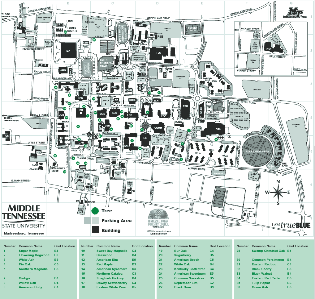 mtsu campus map mtsu campus map