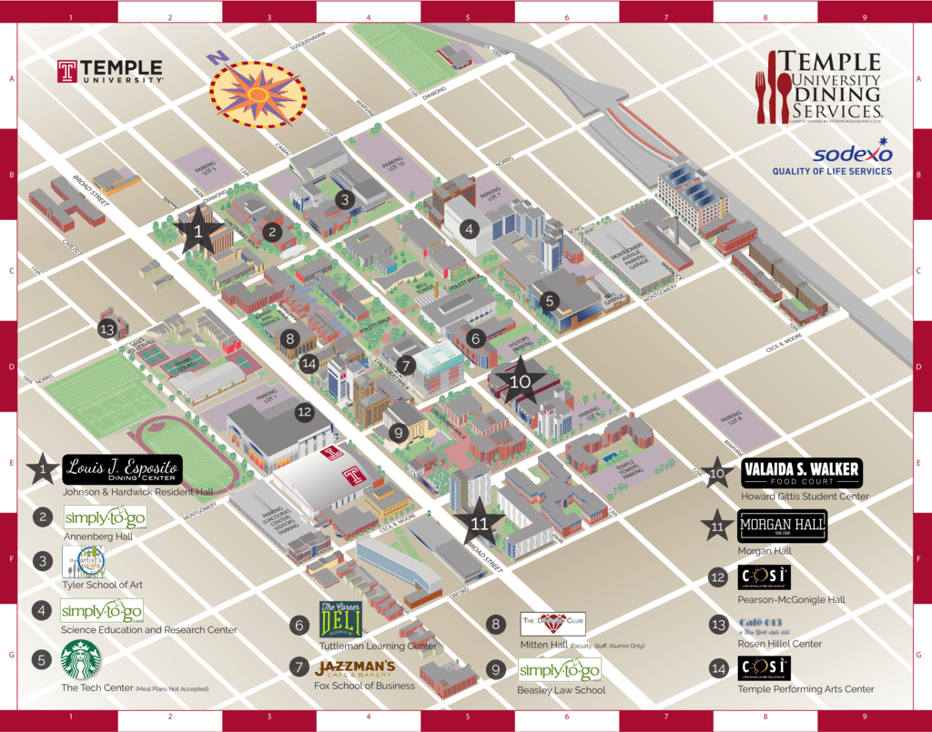 Temple University Campus Map Dining Guide