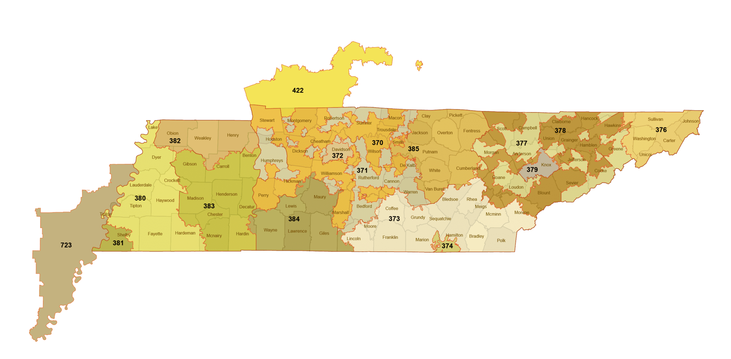 Tennessee 3 Digit ZIP Code Map Your vector maps