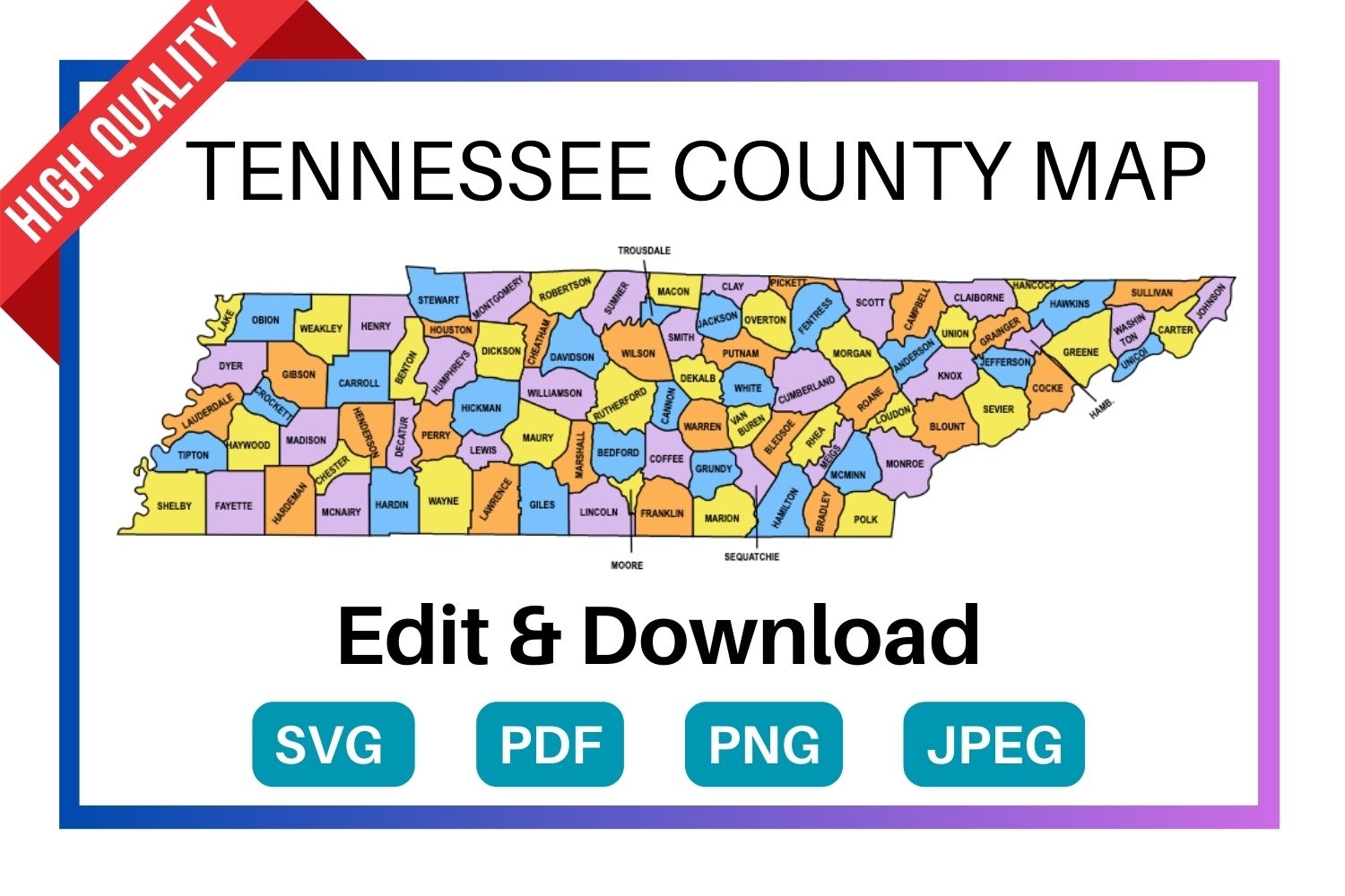 printable tennessee state map