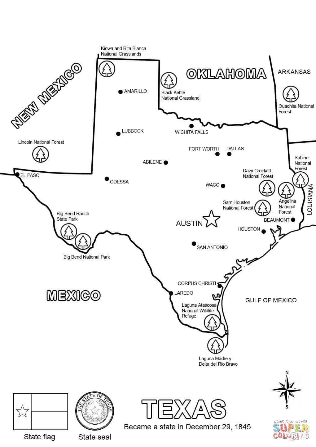 Texas State Map Coloring Page Free Printable Texas State Map Coloring Page Free Printable