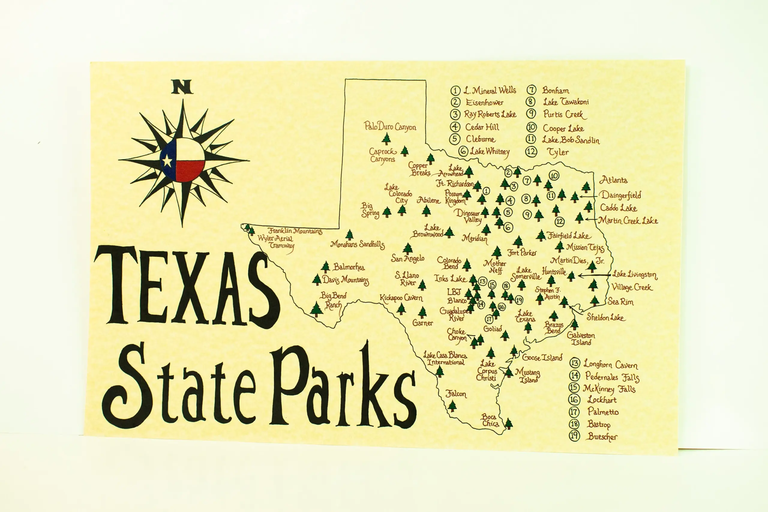 Texas State Parks Map Etsy Singapore Texas State Parks Map Etsy Singapore