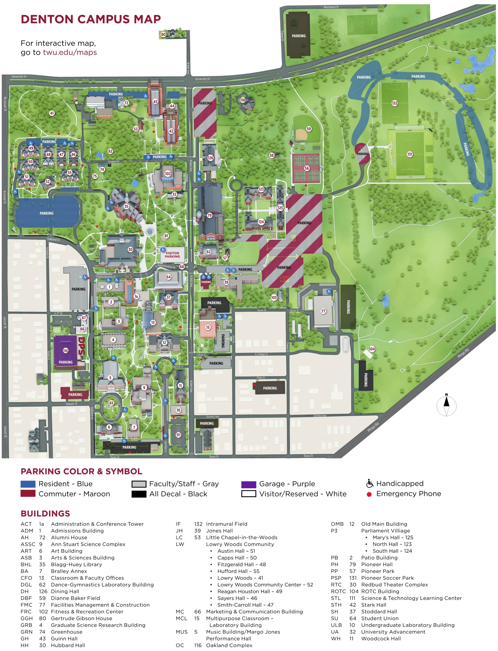 Texas Woman s University Campus Map Ontheworldmap