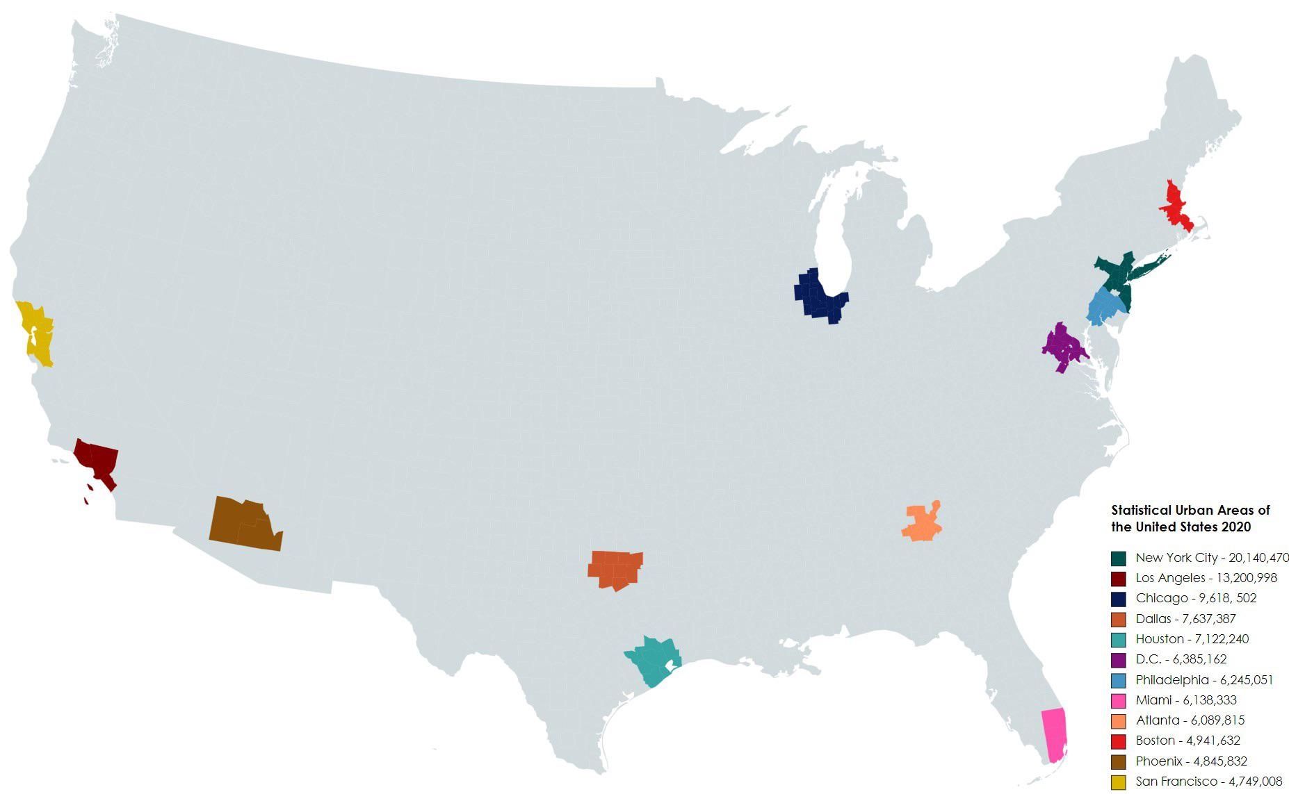 The 12 Largest US Cities In 2020 R MapPorn