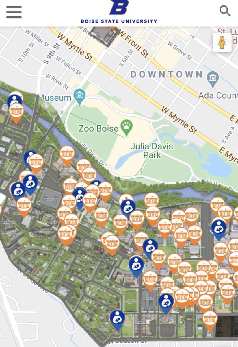 The Interactive BoiseState Map Features Helpful Ways To Navigate Campus And Find Points Of Interest Including Lactation Rooms 360 Views Campus Safety Public Art Student Housing And More Explore On Desktop Or