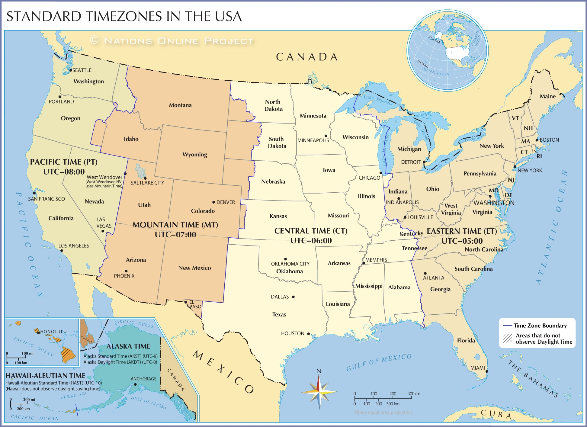 Time Zone Map Of The United States Nations Online Project