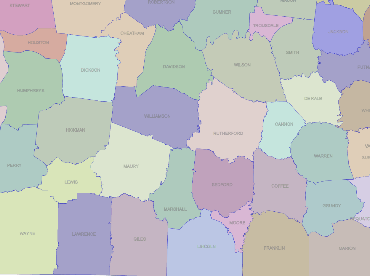 tennessee county map with zip codes