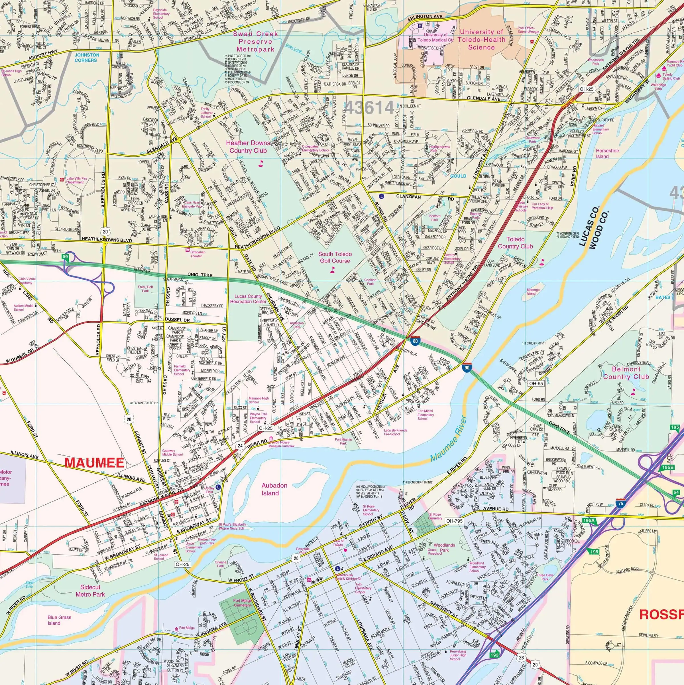 city map of toledo ohio