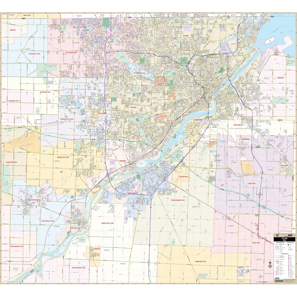 Toledo OH Wall Map Shop City County Maps Ultimate Globes Toledo OH Wall Map Shop City County Maps Ultimate Globes