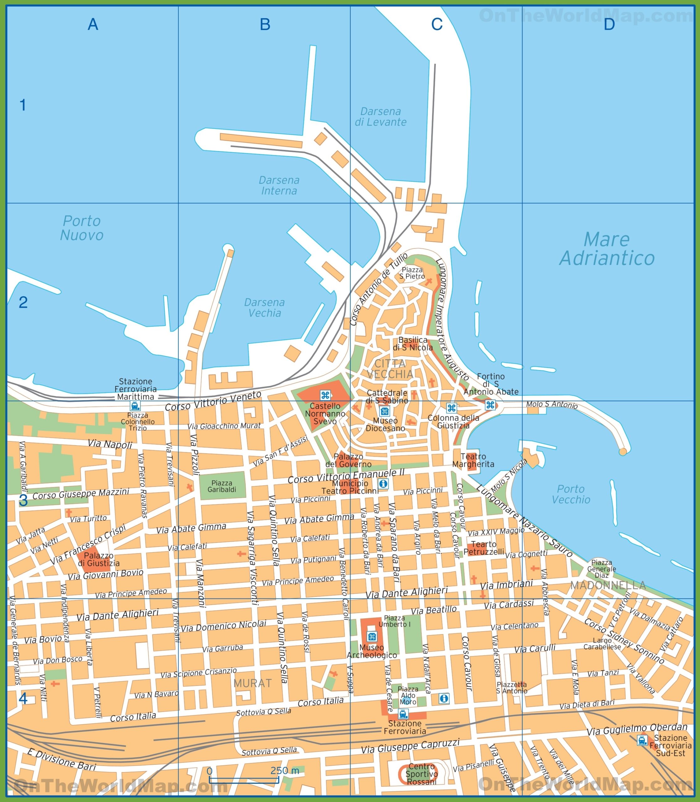 Tourist Map Of Bari City Centre Ontheworldmap