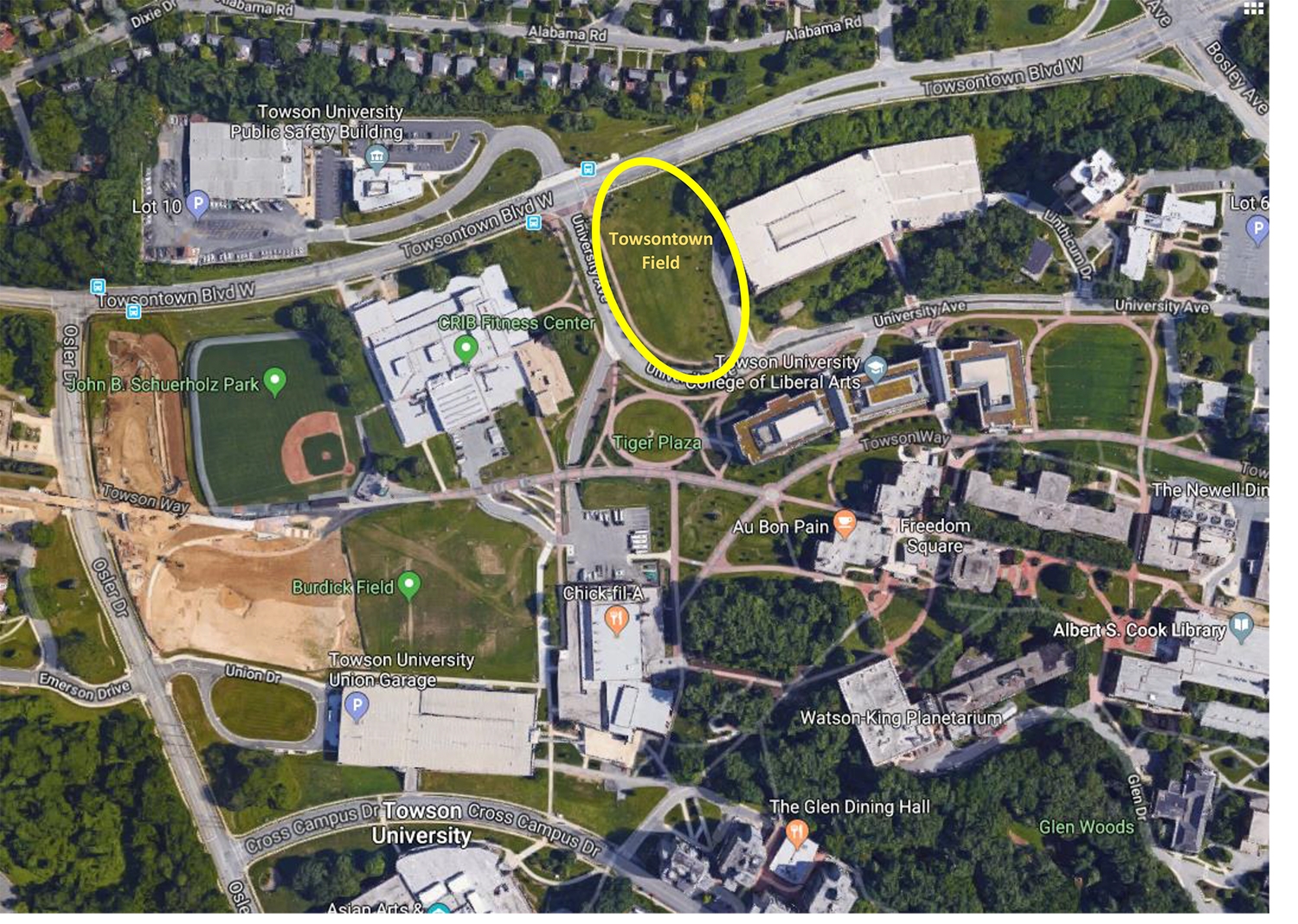 Towsontown Field Map Towson Hillel Towsontown Field Map Towson Hillel