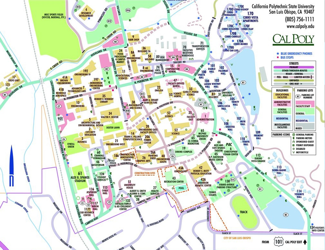 Travel North America United States California San Luis Obispo Cal Poly University Maps D Holmes Chamberlin Jr Architect Llc