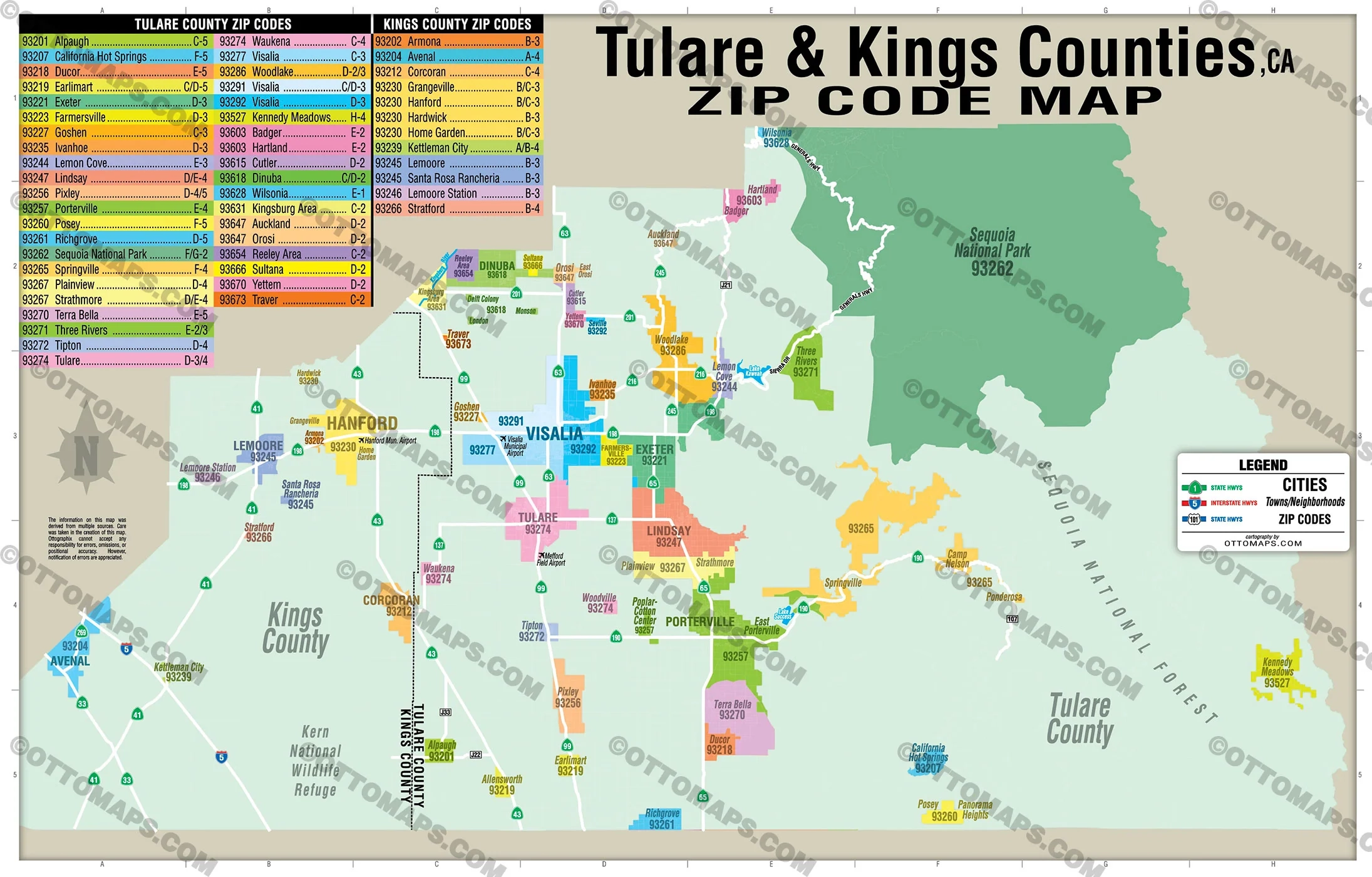 Tulare County And Kings County Zip Code Map California FILES PDF Otto Maps Tulare County And Kings County Zip Code Map California FILES PDF Otto Maps