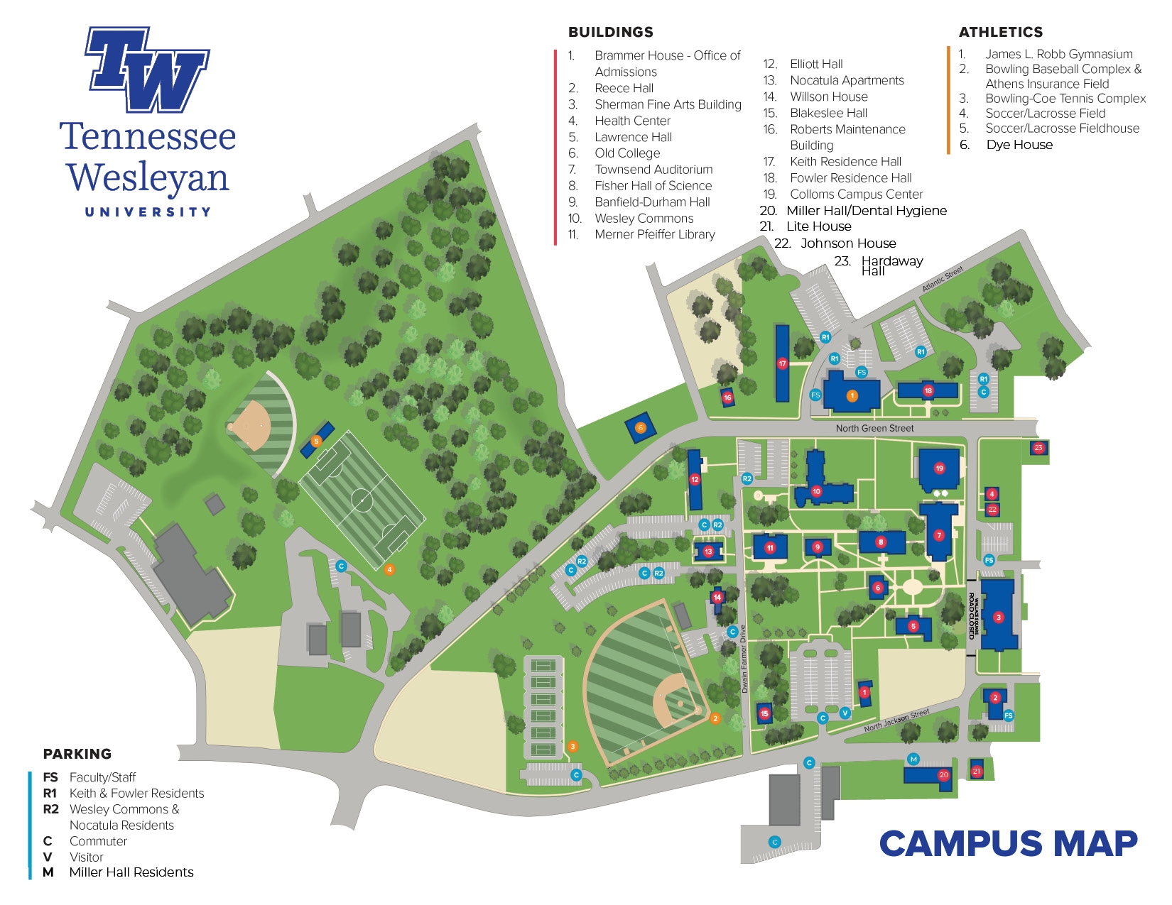 TWCampusMap Tennessee Wesleyan University