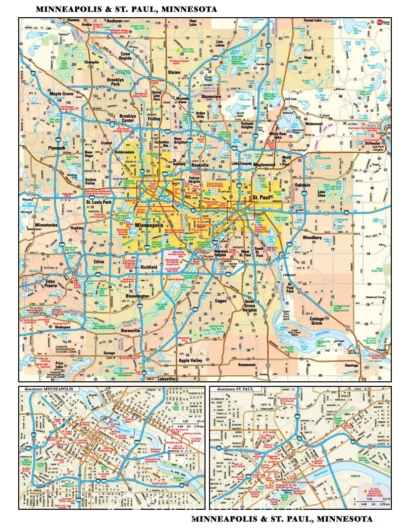 Twin Cities Map Wallpaper Wall Mural By Magic Murals