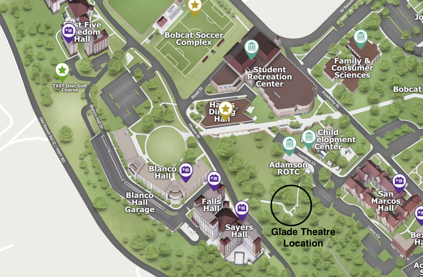 TXST Current Campus Map Online Texas State University Special Collections And Archives Digital Exhibits
