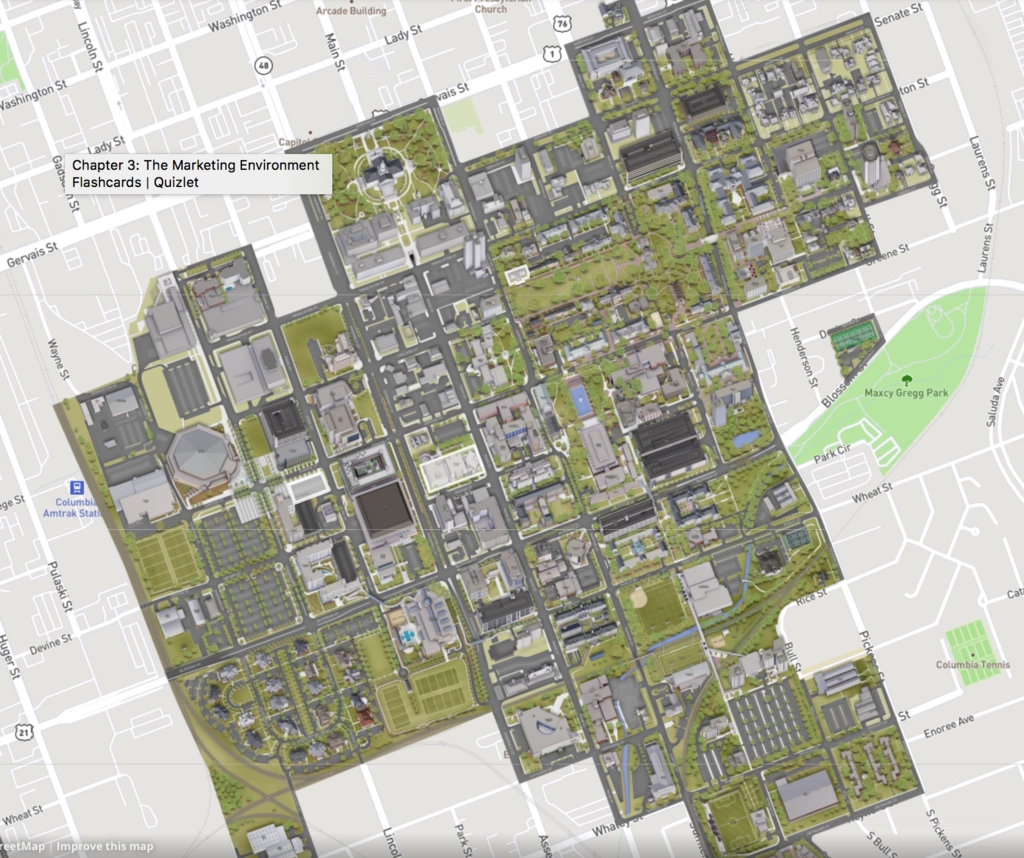 UA UofSC Campus Map Test Diagram Quizlet