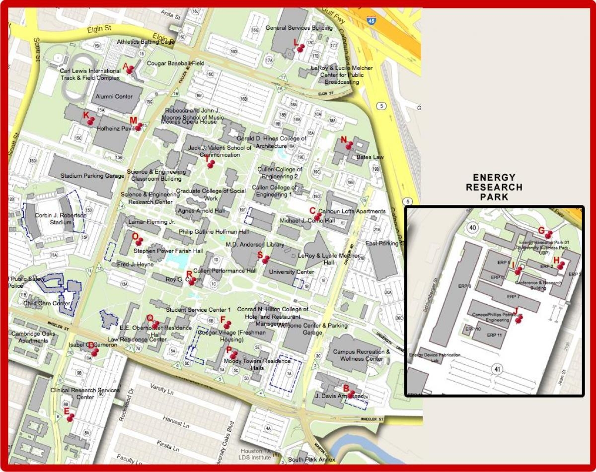 UH Campus Map Map Of University Of Houston Texas USA UH Campus Map Map Of University Of Houston Texas USA