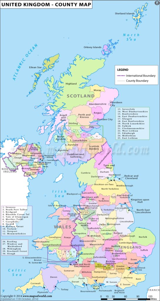 Map Of Uk Including Counties - Printable Map