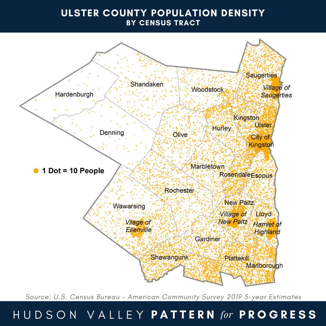 Ulster County Population Density By Census Tract Hudson Valley Pattern For Progress