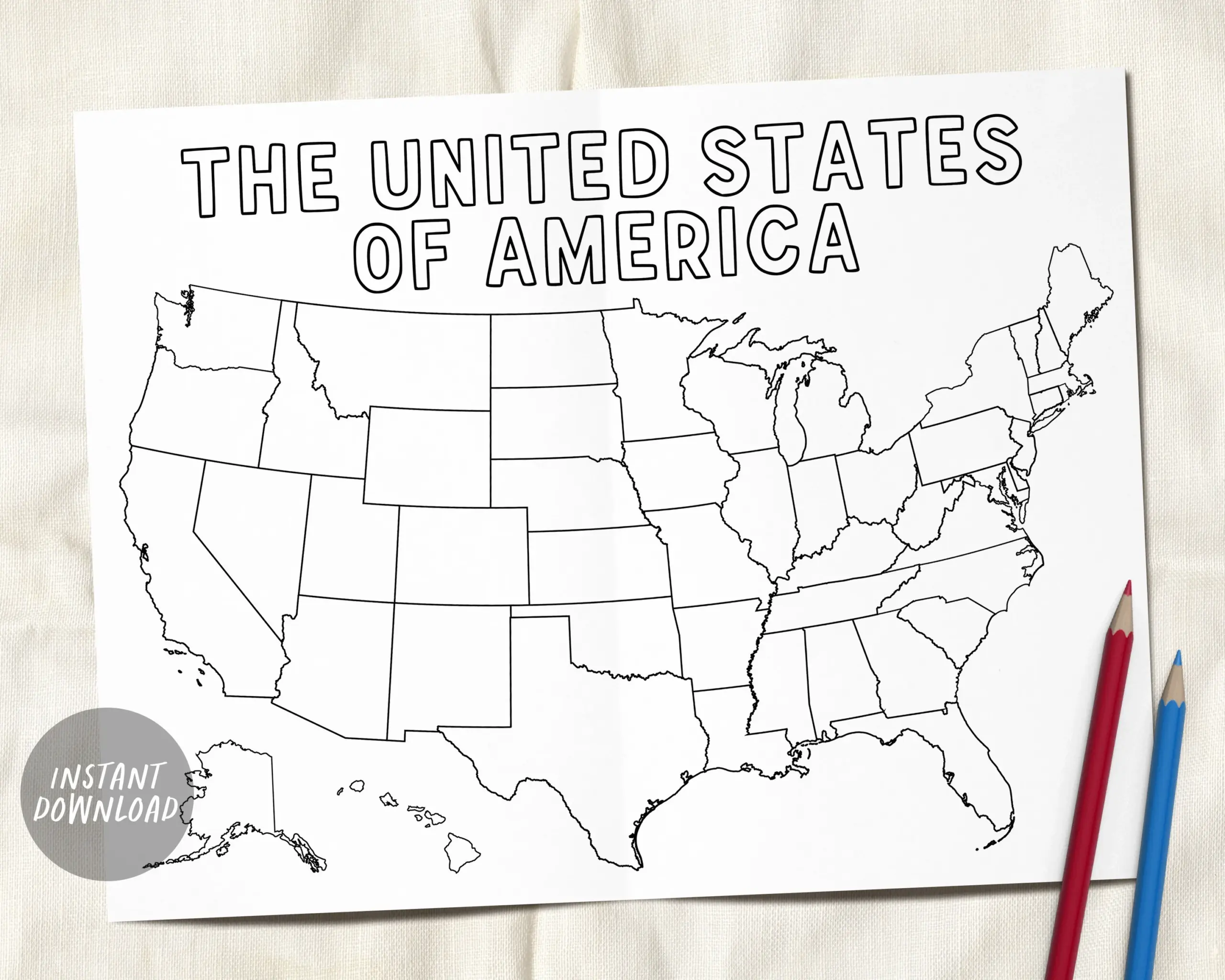 printable united states map coloring page