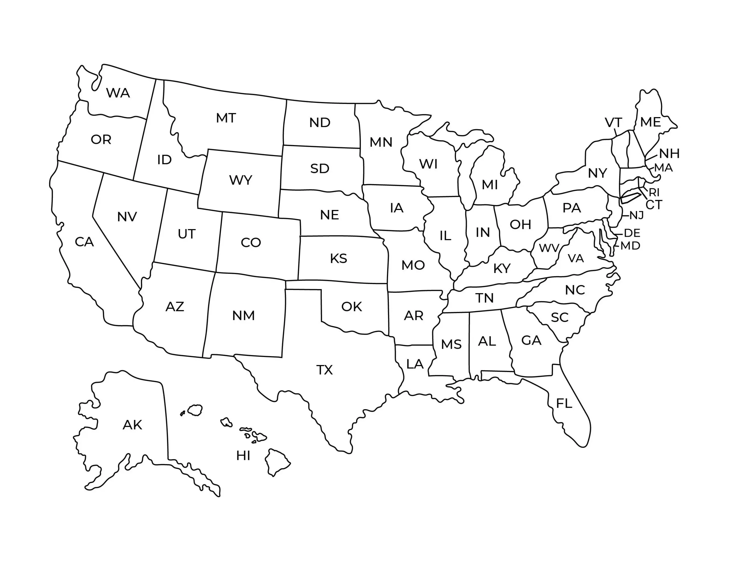United States Map Labeled Printable Learn The States Map Of The USA Includes Blank Map Etsy