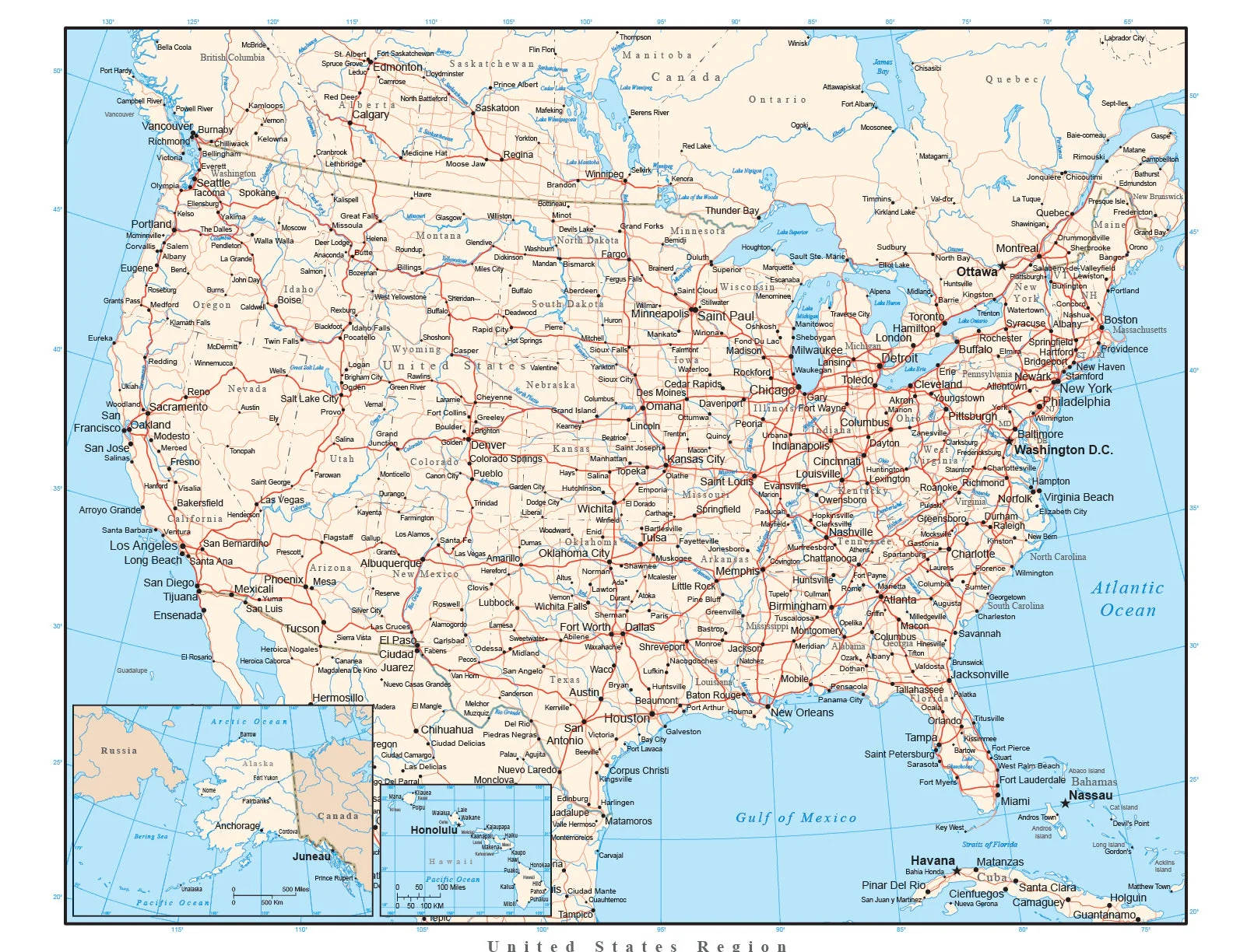 United States Map With States Capitals Cities Highways United States Map With States Capitals Cities Highways