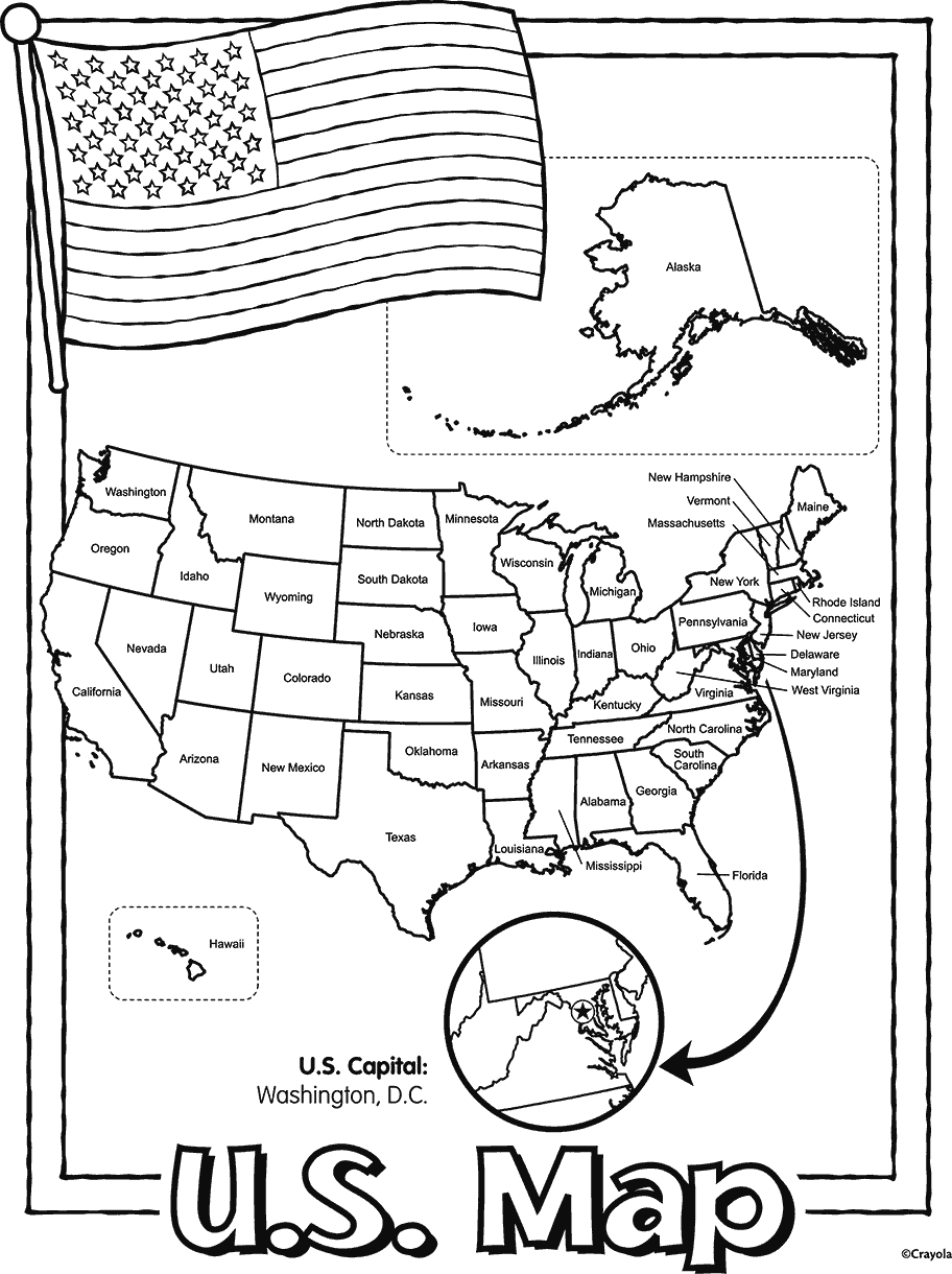 United States Of America Free Coloring Page