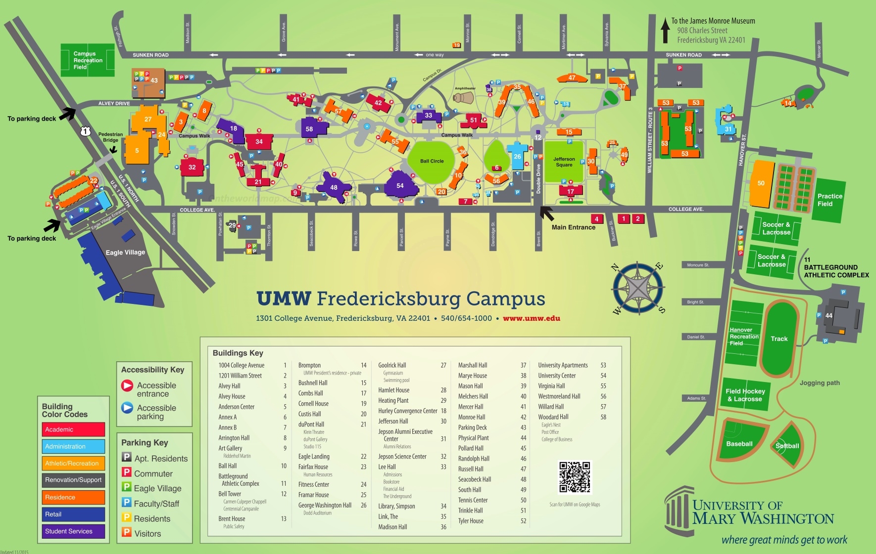 University Of Mary Washington Campus Map Ontheworldmap University Of Mary Washington Campus Map Ontheworldmap