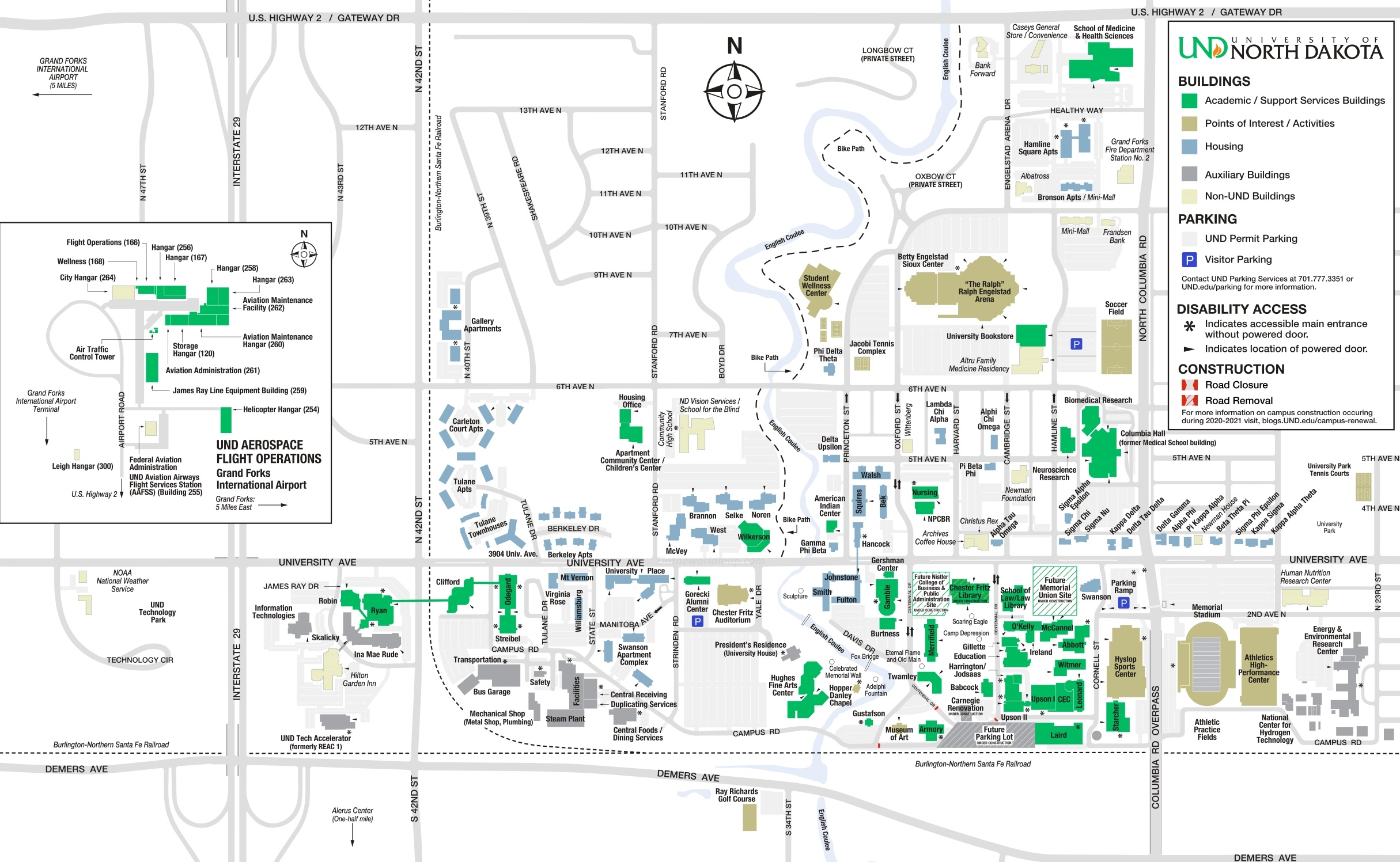 University Of North Dakota Campus Map Ontheworldmap University Of North Dakota Campus Map Ontheworldmap