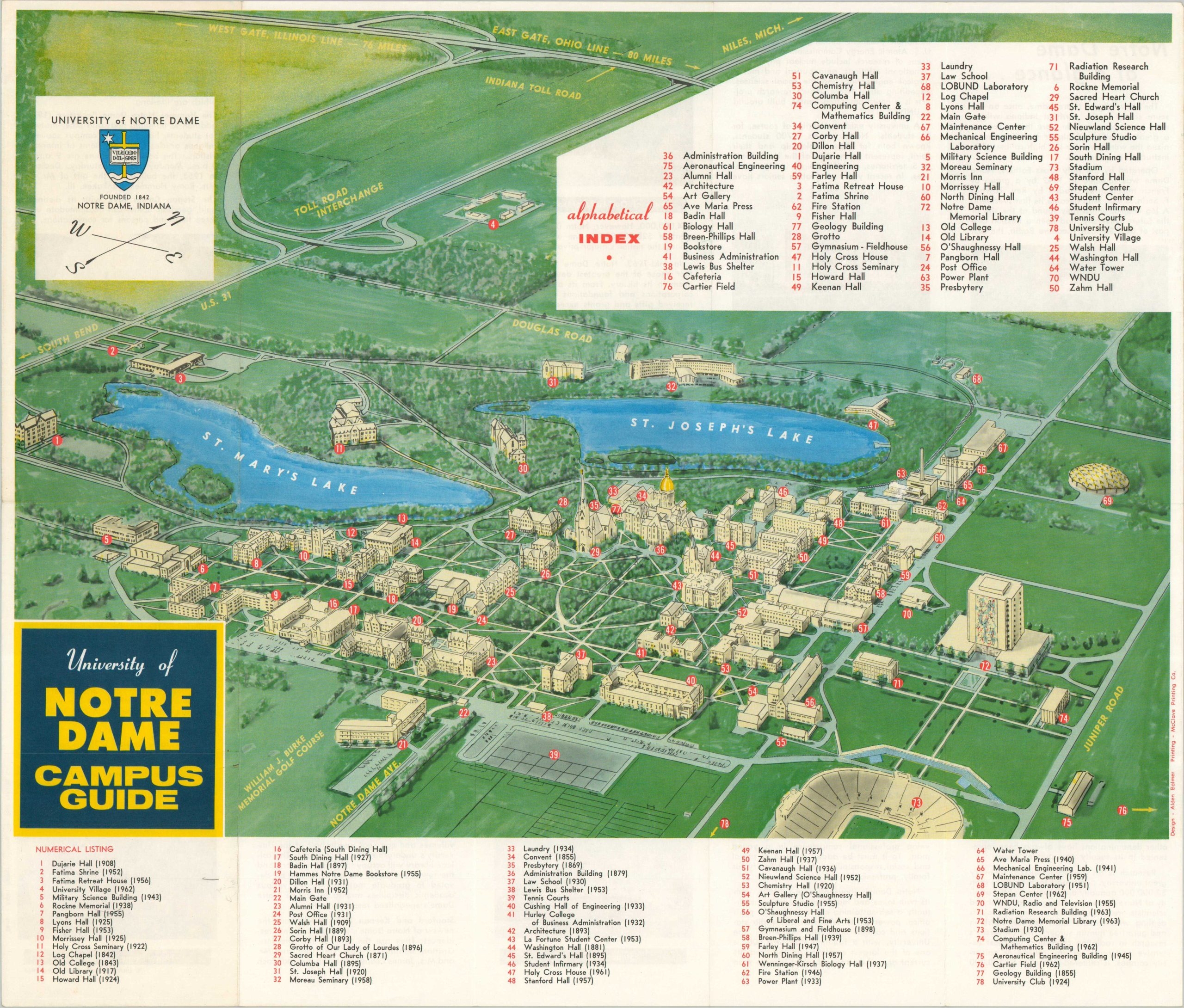 University Of Notre Dame Campus Guide Curtis Wright Maps