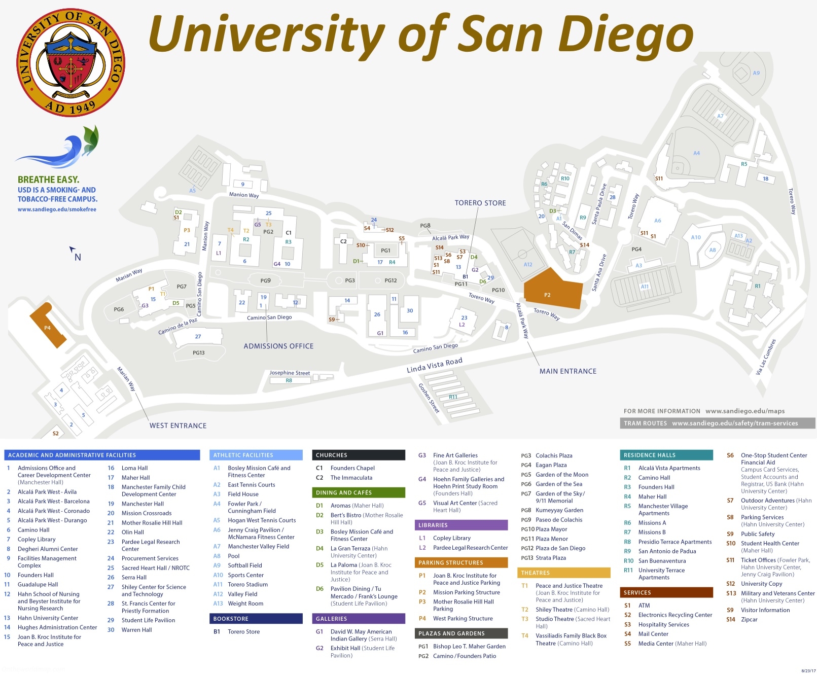 University Of San Diego USD Campus Map Ontheworldmap University Of San Diego USD Campus Map Ontheworldmap