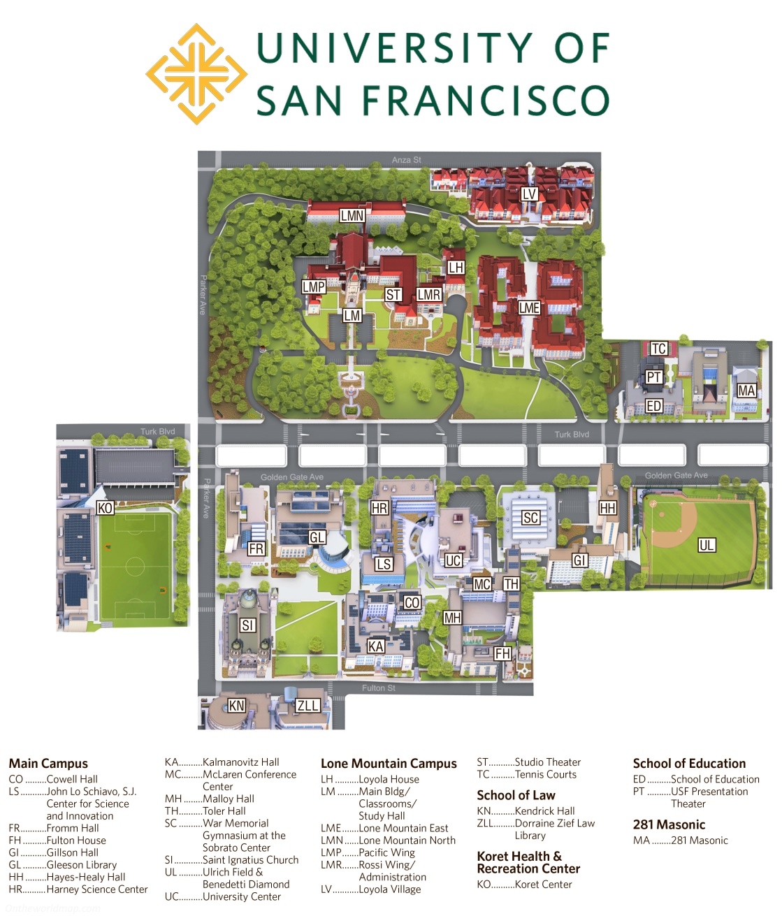 University Of San Francisco Campus Map Ontheworldmap