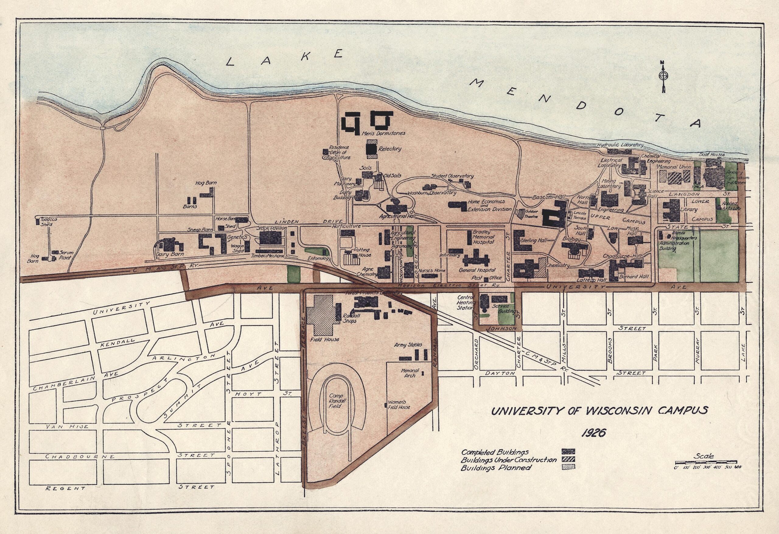 University Of Wisconsin Campus Map 1926 UWDC UW Madison Libraries