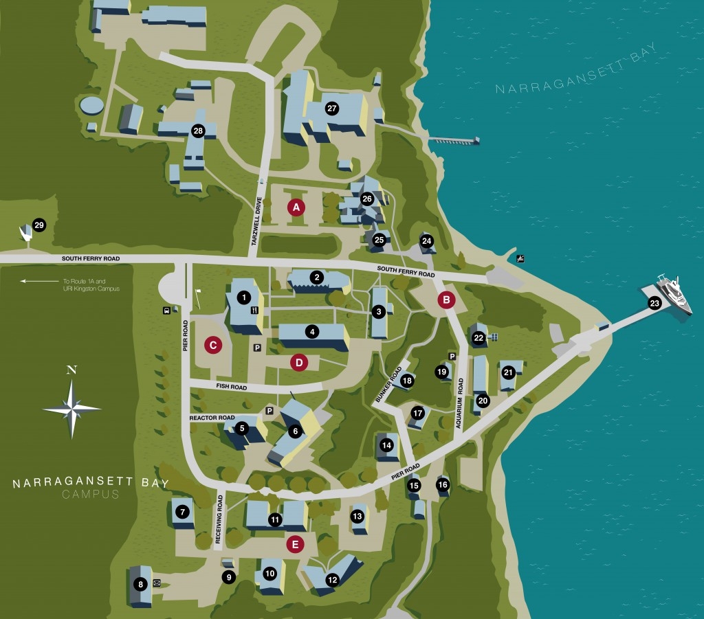 URI Narragansett Bay Campus Map Josh Wood Design Illustration Etc 