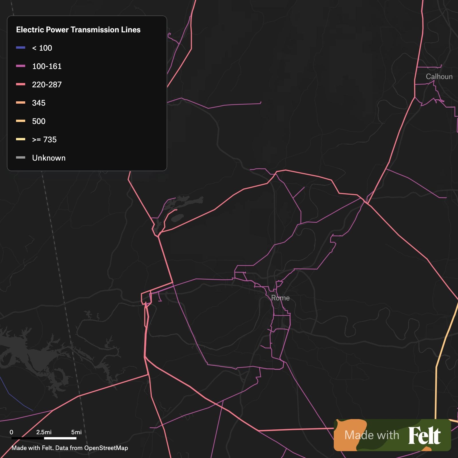 US Electric Power Transmission Lines In Floyd County Georgia