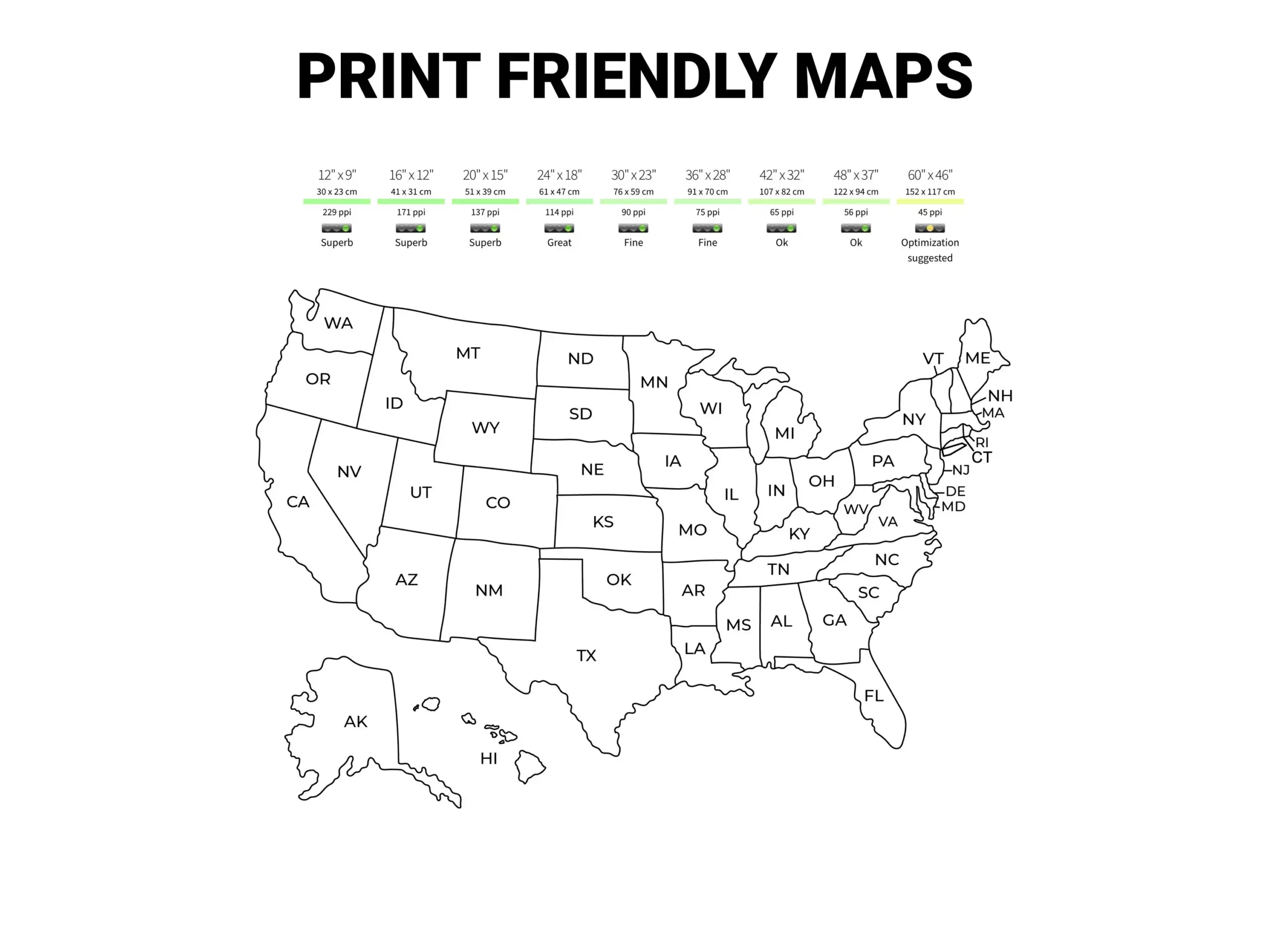 printable black and white united states map