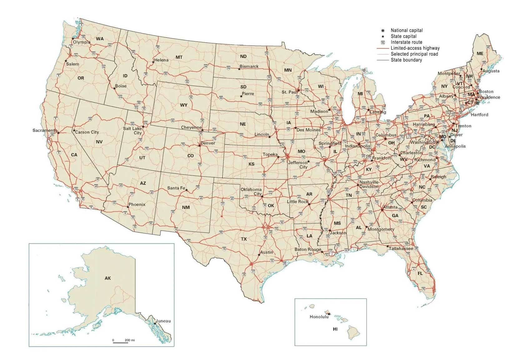 US Road Map Interstate Highways In The United States GIS Geography
