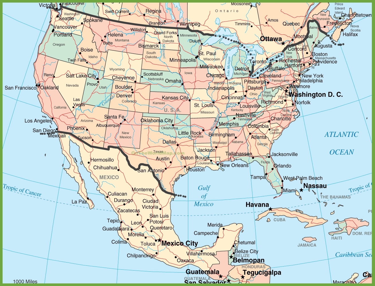 USA And Mexico Map Ontheworldmap USA And Mexico Map Ontheworldmap