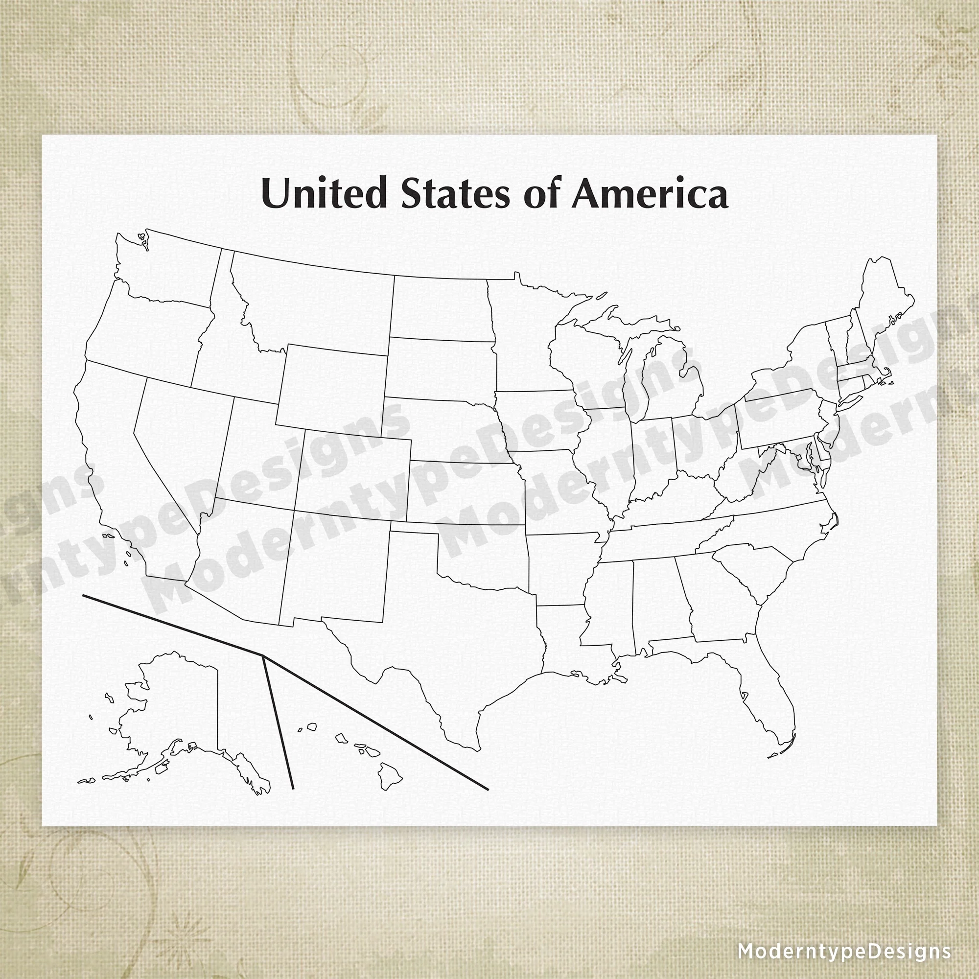 USA Printable Map Blank United States Of America
