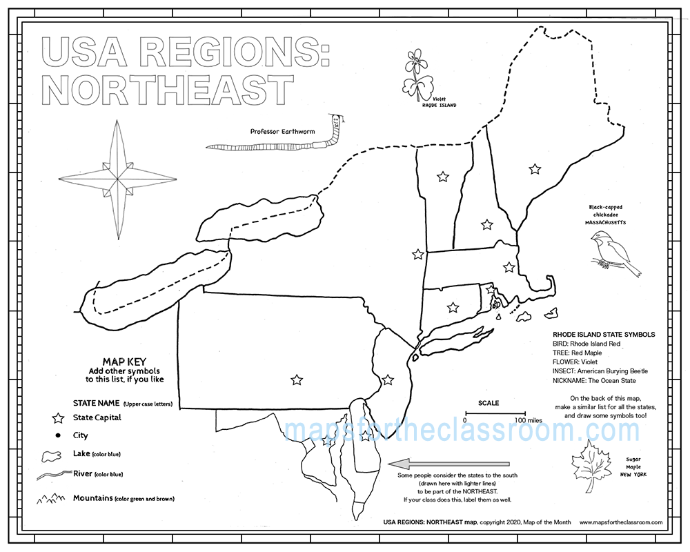 printable map of northeast united states