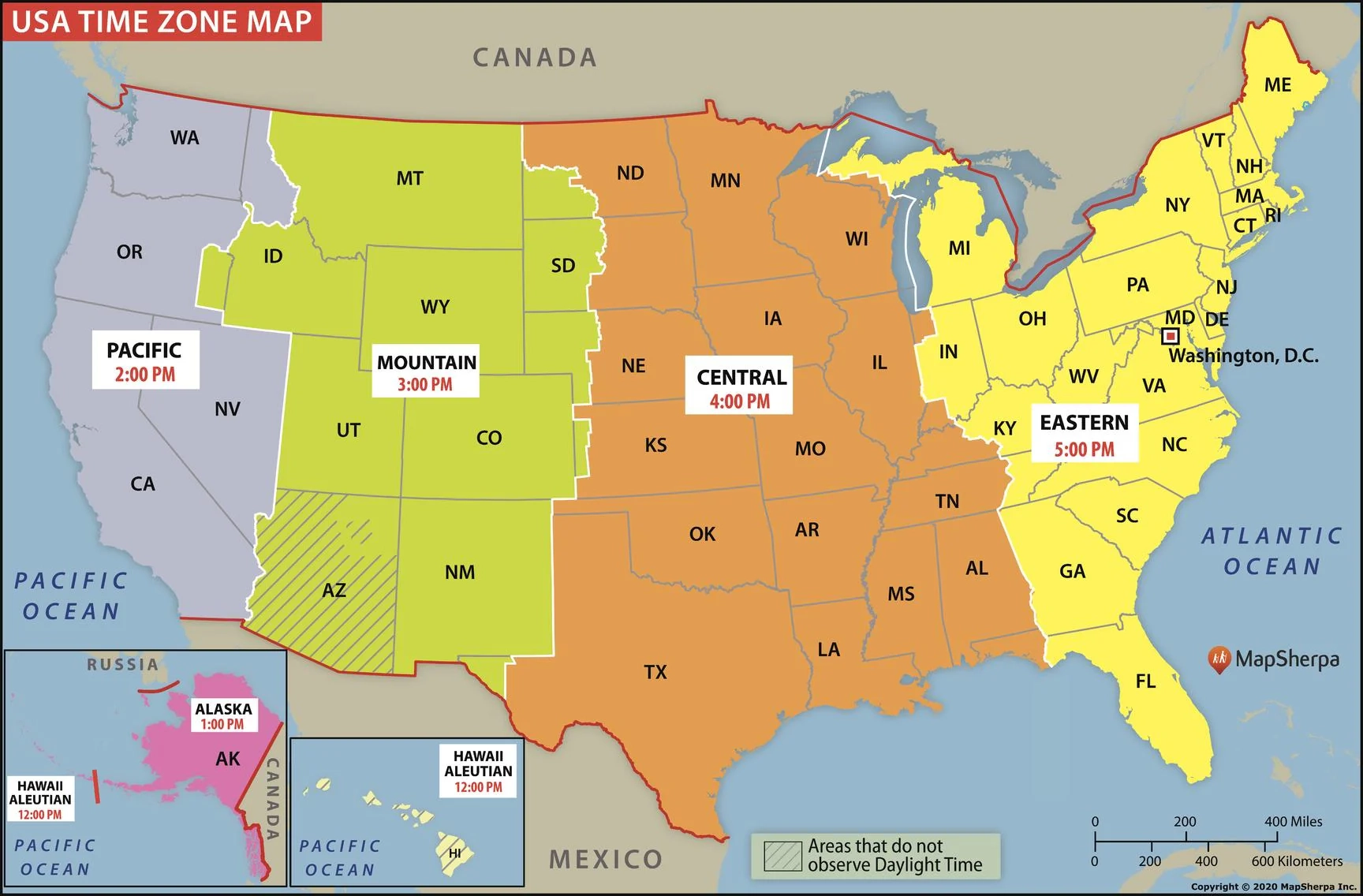 USA Time Zone Map American Map Store